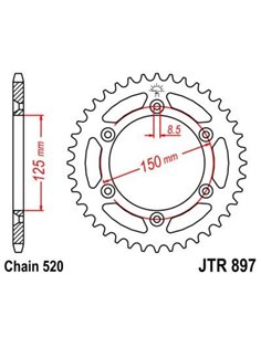 Corona JT 897 de zinc negro con 40 dientes JTR897.40ZBK