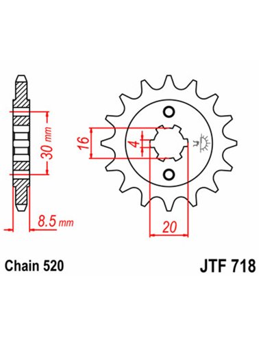 Piñón JT SPROCKETS acero estándar 718 - Paso 520 JTF718.12
