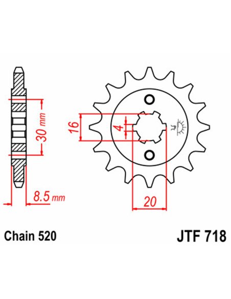 Piñón JT SPROCKETS acero estándar 718 - Paso 520 JTF718.12