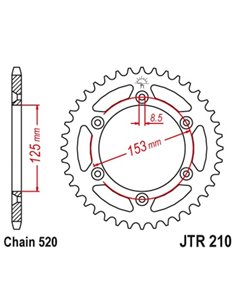 Corona JT 210 de acero con 49 dientes paso 520 autolimpiable JTR210.49SC