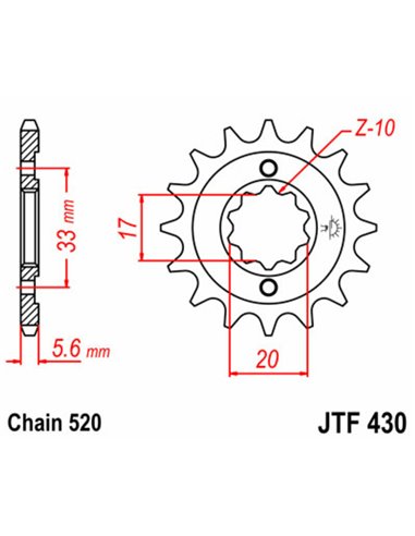Piñón JT SPROCKETS acero estándar 430 - Paso 520 JTF430.15