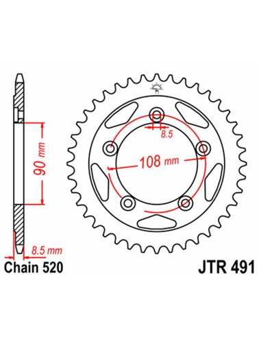 Corona JT 491 de acero con 38 dientes JTR491.38