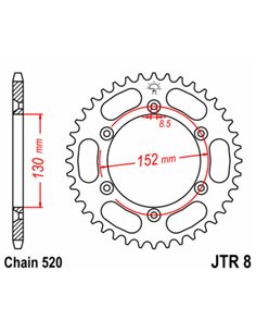 Corona JT SPROCKETS acero estándar 8 - Paso 520 JTR8.51