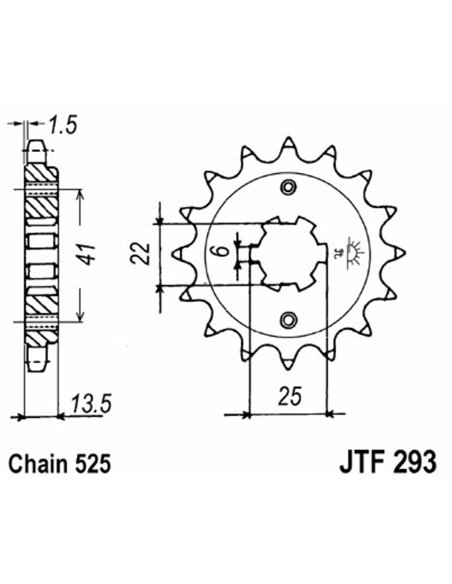 Piñón JT SPROCKETS acero estándar 293 - Paso 525 JTF293.15
