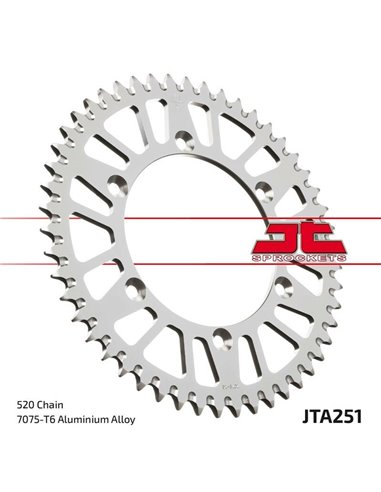 Corona JT SPROCKETS aluminio negro ultraligero 251 - 520 JTA251.50BLK