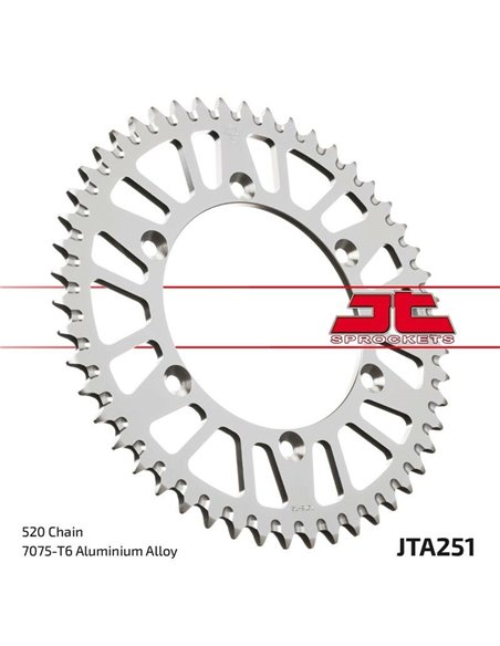Corona JT SPROCKETS aluminio negro ultraligero 251 - 520 JTA251.50BLK
