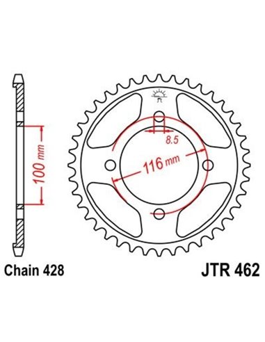 Corona JT 462 de acero con 54 dientes JTR462.54
