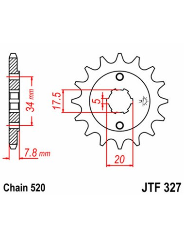 Piñón JT SPROCKETS acero estándar 327 - Paso 520 JTF327.14