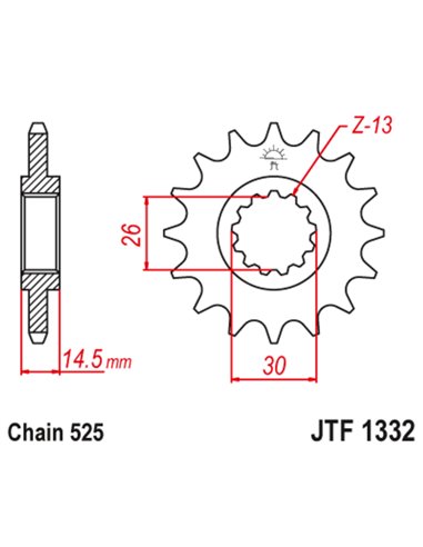 Piñón con goma anti-ruido JT SPROCKETS acero 1332 - 525 JTF1332.16RB