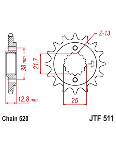 Piñón con goma anti-ruido JT SPROCKETS acero 511 - 520 JTF511.15RB