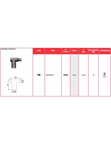 Pipa Bujía NGK TB05EMA 8636