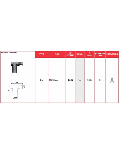 Pipa Bujía NGK TB05EMA 8636