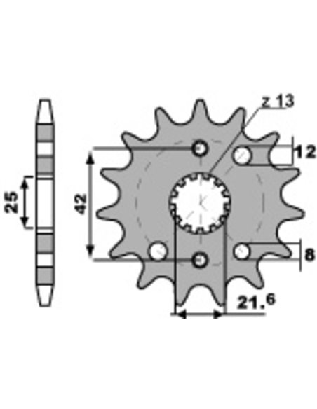 Piñón PBR acero estándar 2080 - 530 2080 17 18NC