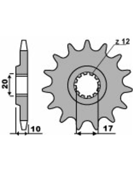 Piñón PBR acero estándar 2074 - 520 2074 13 18NC