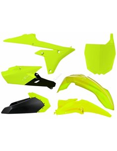 Kit de plástica RACETECH (6 piezas) - Amarillo flúor / Negro R-KITYZF-GF0-614