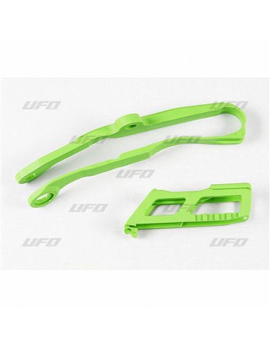 Chain guide + skate UFO-Plast Kawasaki green KA04744-026