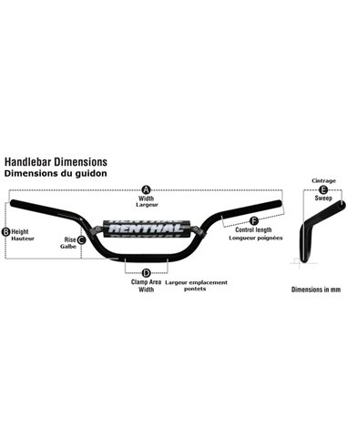 Manillar Renthal motocross Reed/Windham titanio con protector negro 966-05-TT-01-185 966-05-TT-01-185