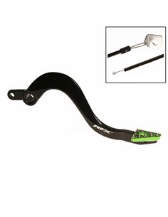 Pedal de freno trasero RFX Pro ST (negro/verde) - Kawasaki KX250 FXRB2050199GN