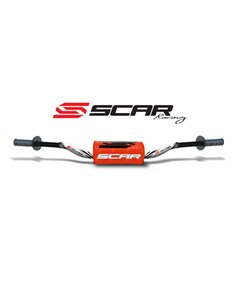Manillar SCAR O² Color High Ø28,6mm - Blanco / Protector naranja S9132WH-OR