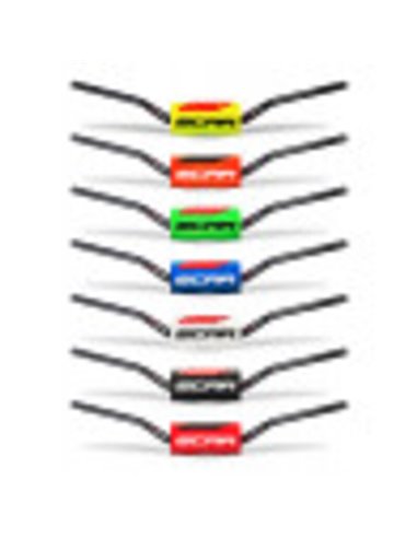 Manillar SCAR O² RC High Mini 65/85 Ø28,6mm - Negro / Protector azul S9152BL