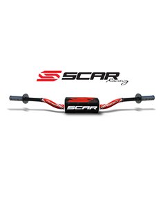 Manillar SCAR O² RC Color Ø28,6mm - Rojo / Protector negro S9112RD-BK