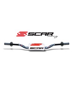 Manillar SCAR O² Color 85SX/TC85 Ø28,6mm - Azul oscuro / Protector blanco S9151DKBL-WH