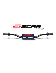 Manillar SCAR O² Color 85SX/TC85 Ø28,6mm - Negro / Protector azul oscuro S9151BK-DKBL
