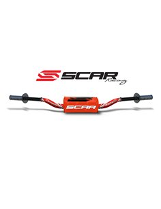 Manillar SCAR O² Color High Ø28,6mm - Rojo / Protector naranja S9132RD-OR