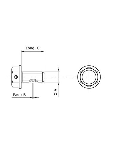 Tapón de vaciado de aceite TECNIUM no magnético alu negro M14 x 1,25 x 13,5 L35-64510A