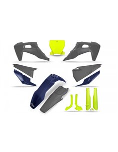 Kit de plástica UFO amarillo flúor, azul y gris, Husqvarna TC , todos los modelos, 2019-2021 HUKIT624@222