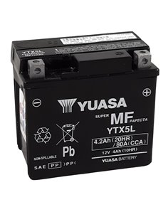 Batería YUASA W/C activada de fábrica sin mantenimiento -  YTX5L (FA) YTX5L