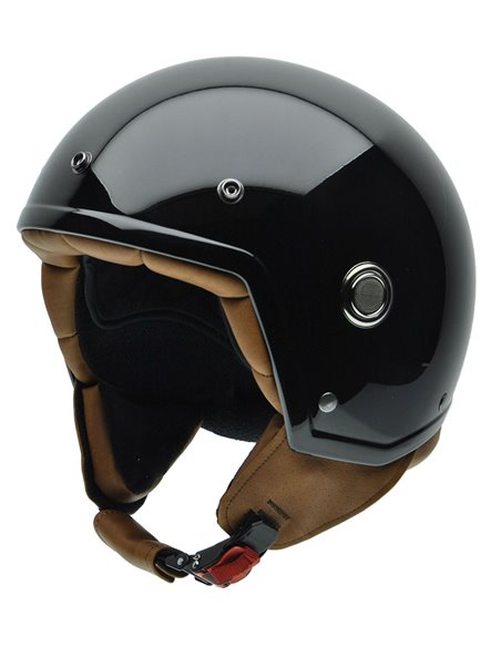 Capacete Jet Open Face Custom Motocicleta Cafe Racer NZI Tonup Preto Sólido (57 - M (Shell 2)