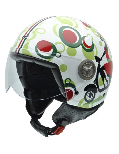 Casco Abierto Jet Moto NZI Zeta Graphics Happy Scooter talla XS