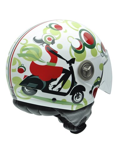 Capacete de moto Open Face Jet NZI Zeta Graphics Happy Scooter Tamanho XS