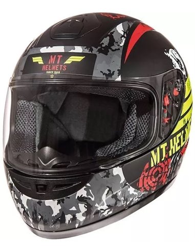 MT Thunder Kids Snipper capacete infantil preto fosco amarelo fluorescente tamanho L