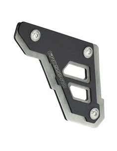 Protector de cadena inferior inox cepillado / negro texturado CROSSPRO APRILIA TUAREG 660 2022-2024