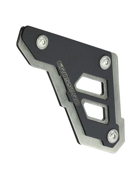 Protector de cadena inferior inox cepillado / negro texturado CROSSPRO APRILIA TUAREG 660 2022-2024