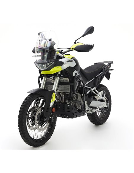 Protector de cadena inferior inox cepillado / negro texturado CROSSPRO APRILIA TUAREG 660 2022-2024