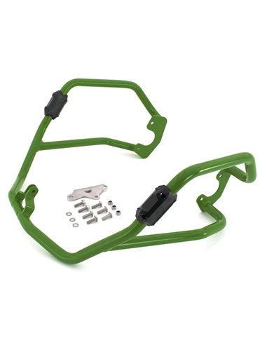 Defensas laterales y de motor trail aluminio verde CROSSPRO KAWASAKI KLE 650 VERSYS 2015-2021