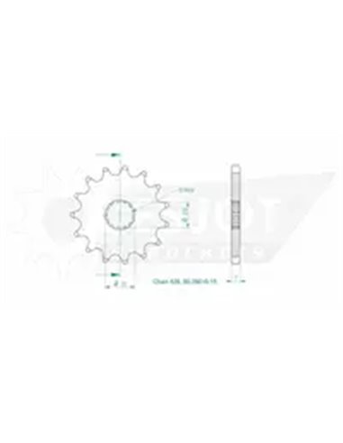 PIÑÓN DELANTERO ESTÁNDAR 525 ESJOT 50-29010-15