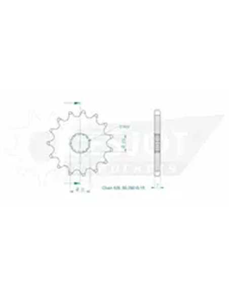 PIÑÓN DELANTERO ESTÁNDAR 525 ESJOT 50-29010-15