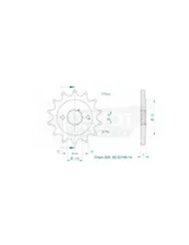 PIÑÓN DELANTERO ESTÁNDAR 520 ESJOT 50-32148-14