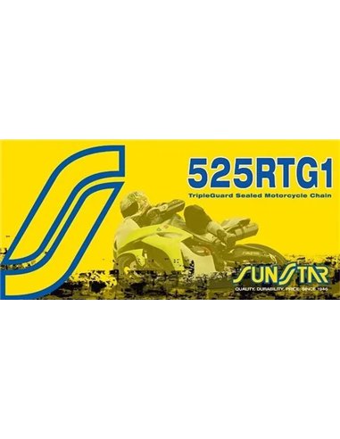 Cadena de moto con retenes 525 Rtg1 Works Tripleguard SUNSTAR SPROCKETS SS525RTG1-114G