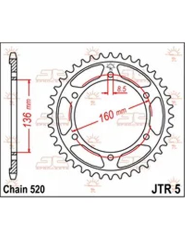 Corona de acero JT SPROCKETS JTR5.45