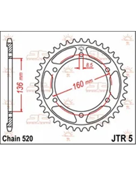 Corona de acero JT SPROCKETS JTR5.45