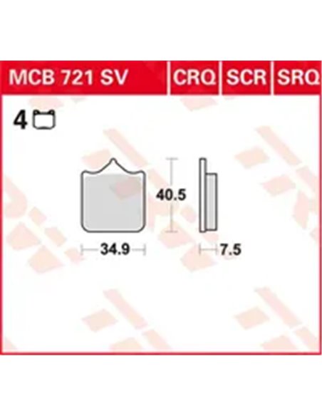 Pastillas de Freno Sinterizadas Serie SV TRW MCB721SV