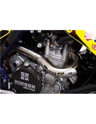 Linea completa escape Yoshimura Signature RS-5, acero inox, Silencioso de aluminio, Suzuki LT-R450