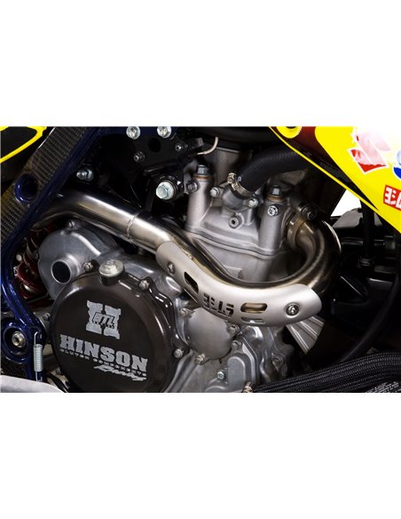 Linea completa escape Yoshimura Signature RS-5, acero inox, Silencioso de aluminio, Suzuki LT-R450