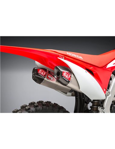 Linha de escape duplo Yoshimura Signature RS-9 completa, aço inoxidável, silenciador de aço inoxidável e tampa de carbono,