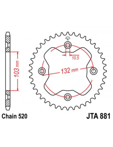 Corona JTR881 38 dientes KTM quad SX 450/505 XC 450/525